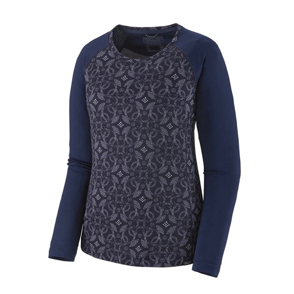 Patagonia Women's Capilene Midweight Crew Baselayer Top, Navy Arctic‎ Ox Geo - Picture 1 of 7
